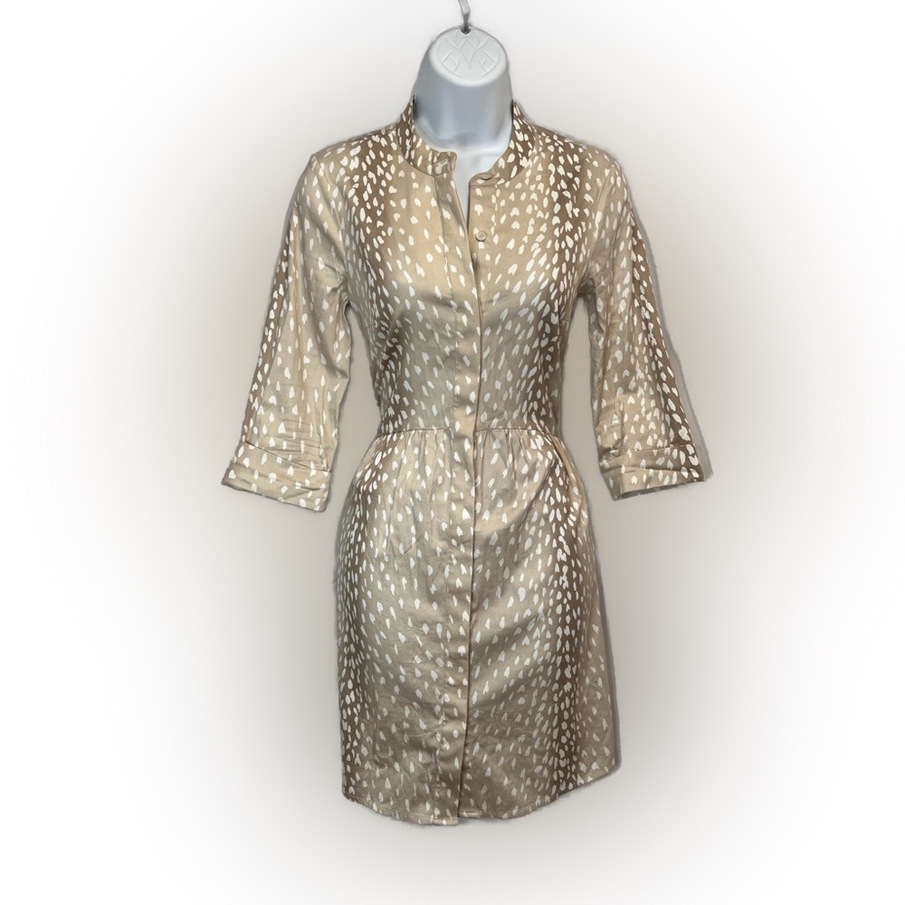 TUCKERNUCK Antelope Royal Shirt Dress Animal Print Size XXS/00 Button Front